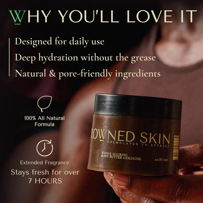 Crowned Skin Empire Men's Body Butter Cologne | Smoky Citrus Musk | Featured on Shark Tank | Infused with Lemon, Lavender, Shea, and Mango Butters | Long-Lasting Fragrance | 4.4 oz