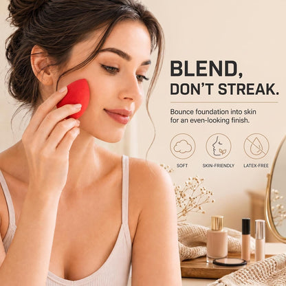 BEAKEY Professional Makeup Sponge Set - 5 Pack Foundation Blending Sponges and Soft Applicators