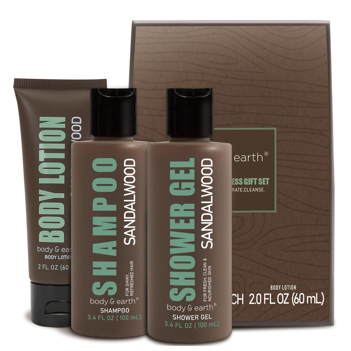 3Pc Sandalwood Gifts for Men Spa Gifts Bath Set for Man