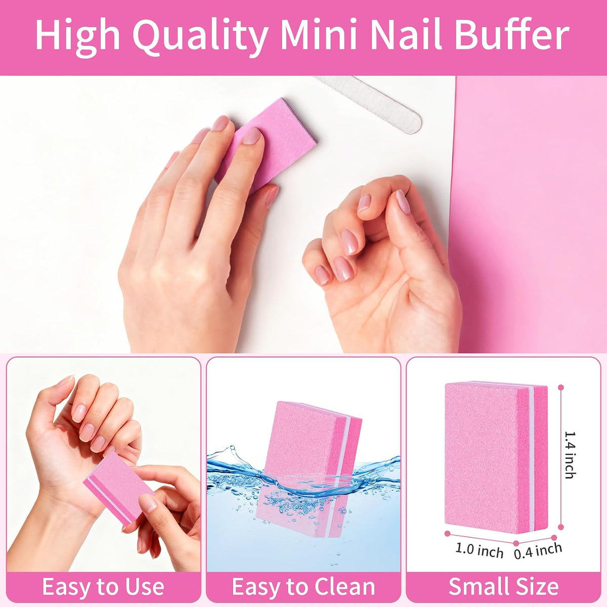 50-Pack Mini Nail Buffers for Acrylic and Natural Nails