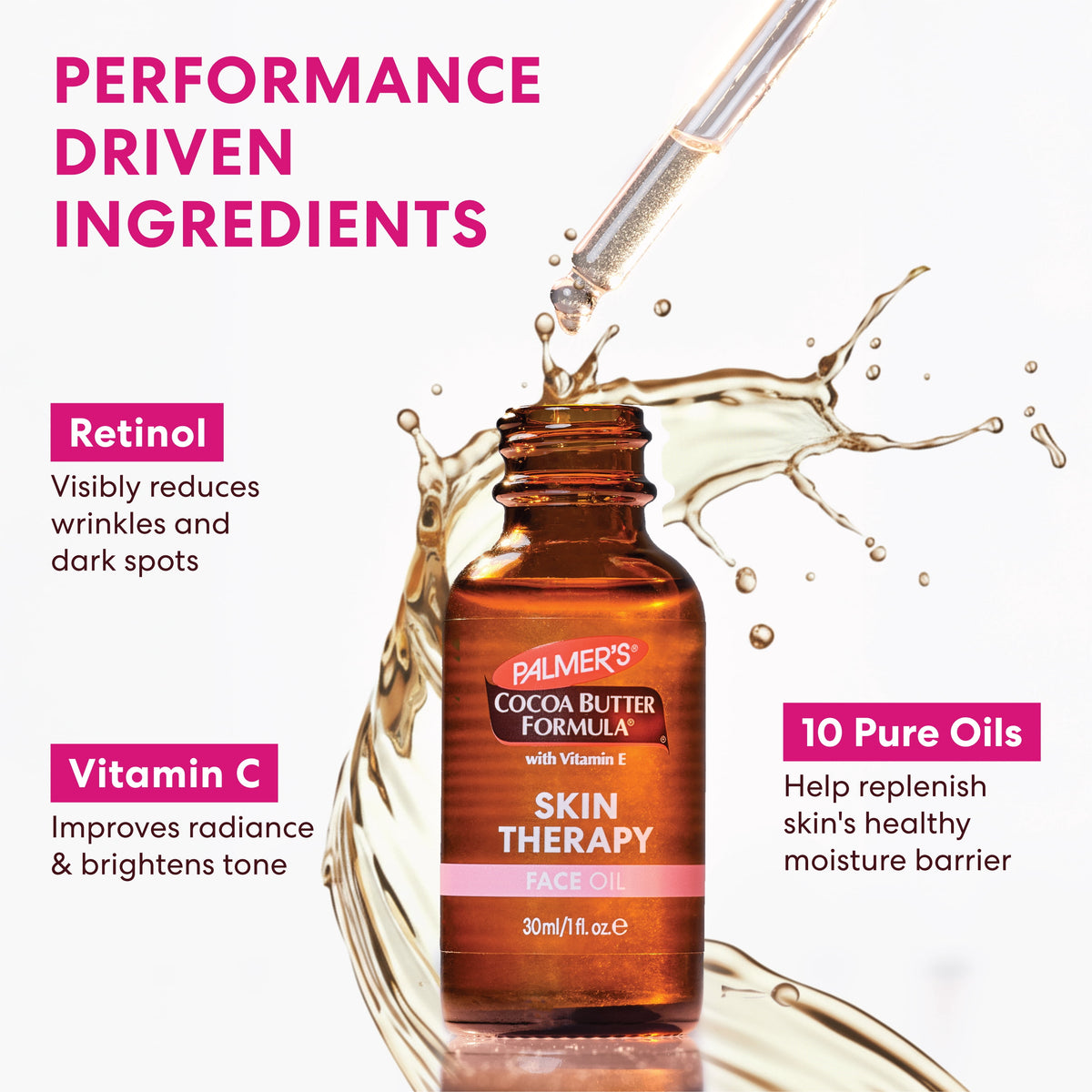 Cocoa Butter Formula Rosehip Fragrance Skin Therapy Oil for Face with Vitamin C and Retinol, 1 Fl Oz