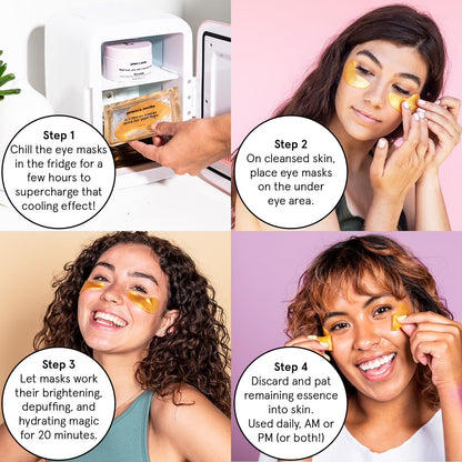 Energizing Gold Under Eye Masks - 6 Pairs of Gel Patches for Dark Circles, Puffiness, Wrinkles, and Undereye Bags