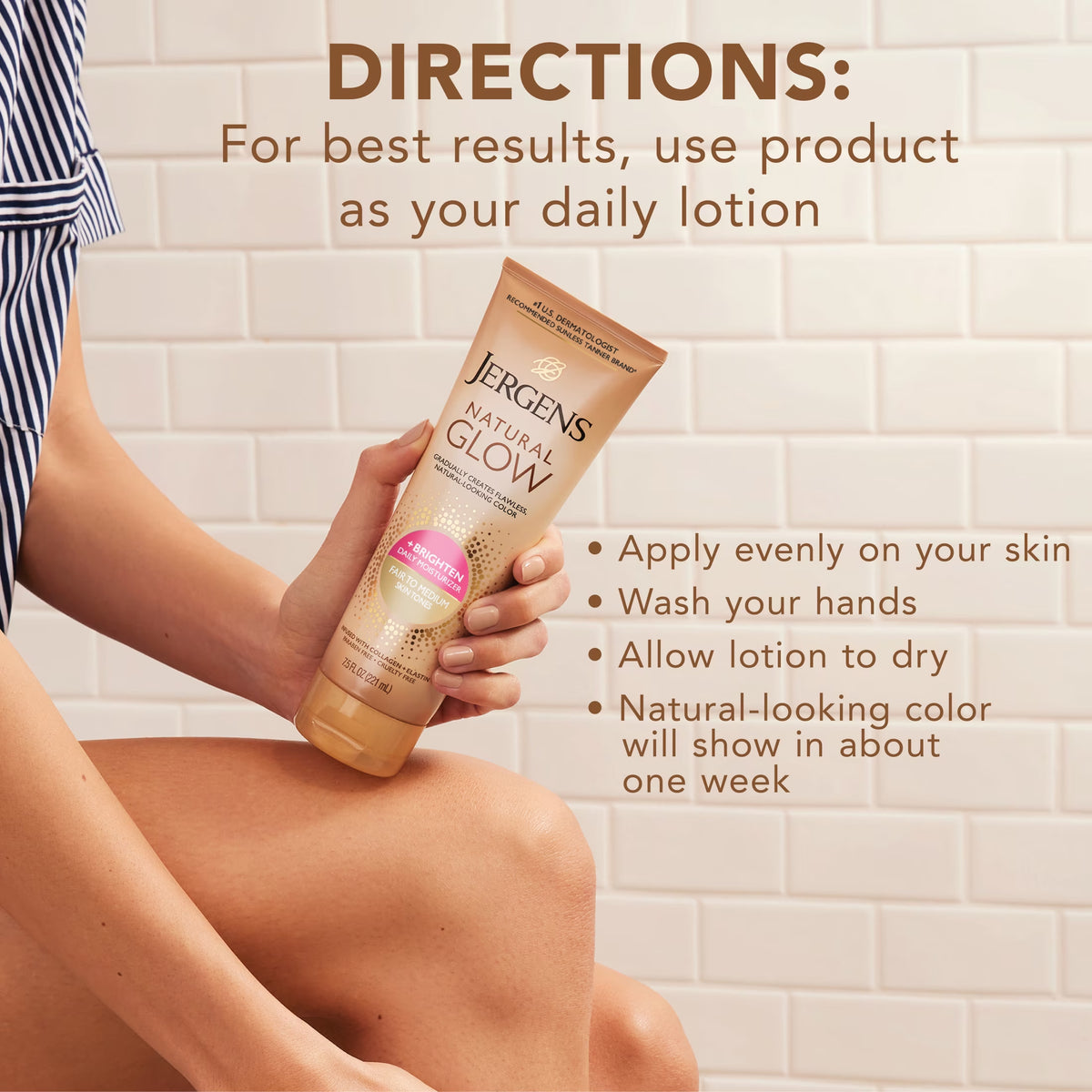 Natural Glow Daily Moisturizer and Sunless Self-Tanning Lotion for Fair to Medium Skin, 7.5 Fl Oz
