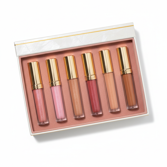 Luxury lip gloss gift set with multiple glossy tubes