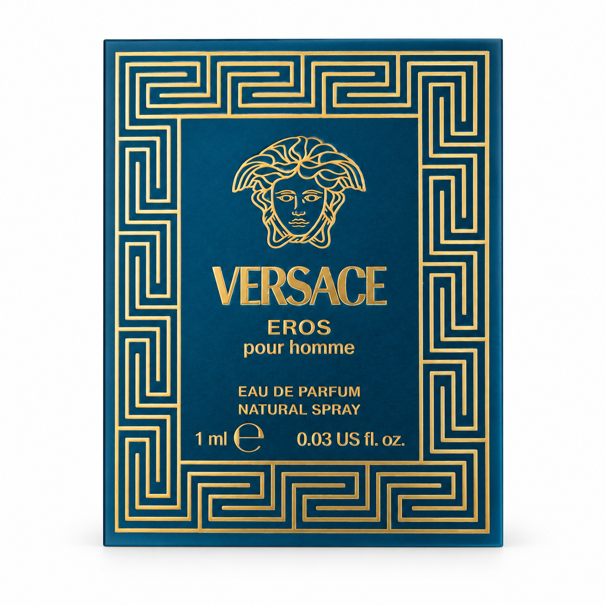 Versace Eros Pour Homme Eau de Parfum 1 mL sample on white background