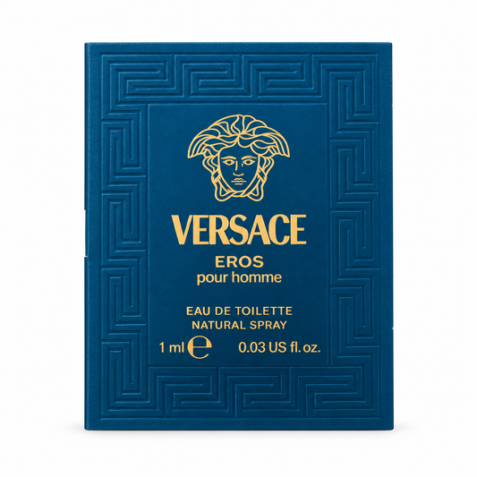 Versace Eros Pour Homme Eau de Toilette 1 mL sample on white background