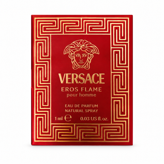 Versace Eros Flame Pour Homme Eau de Parfum 1 mL sample on white background