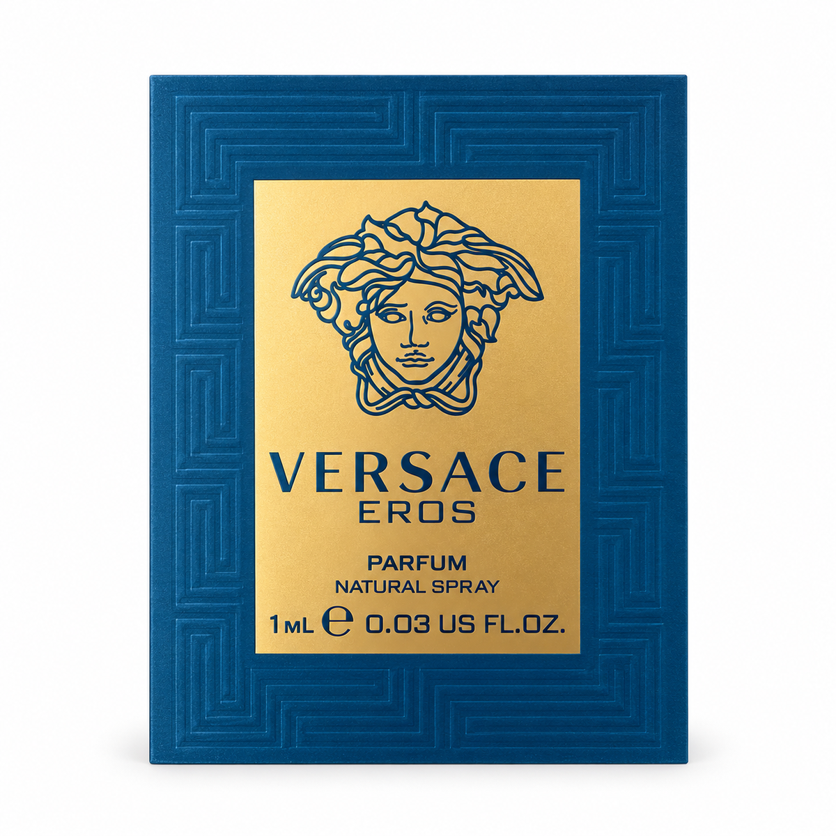 Versace Eros Pour Homme Parfum 1 mL sample on white background
